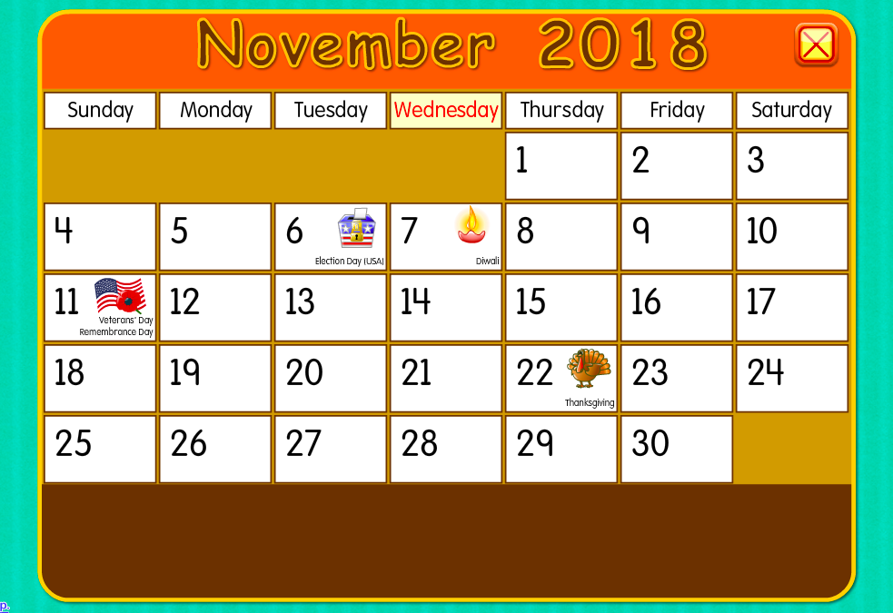 November Calendar Mrs Greene #39 s Technology/ESL Lab